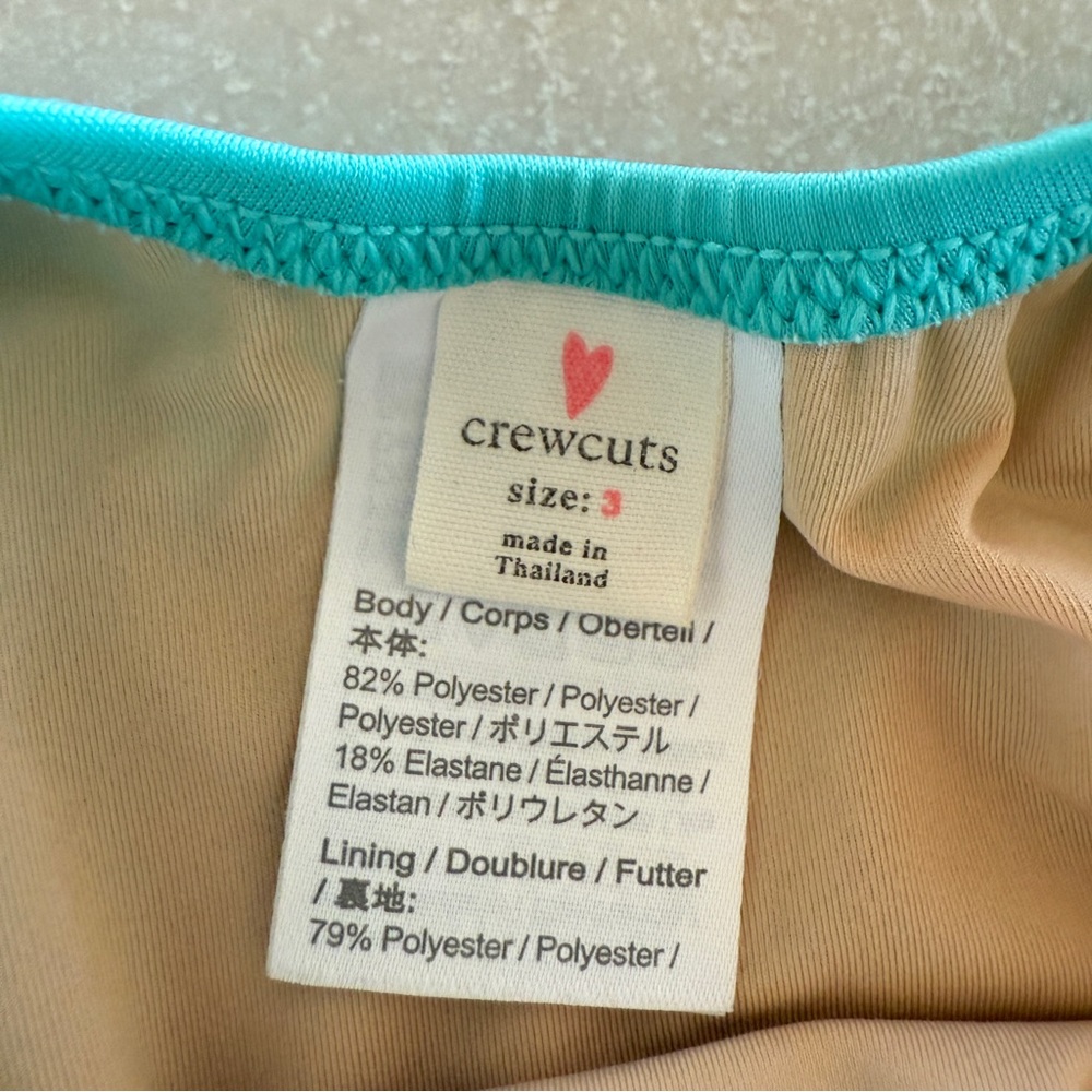 J.Crew Crewcuts Colorblock Cutout One-Piece Swimsuit Turquoise Blue | Girls 3 - Picture 8 of 8